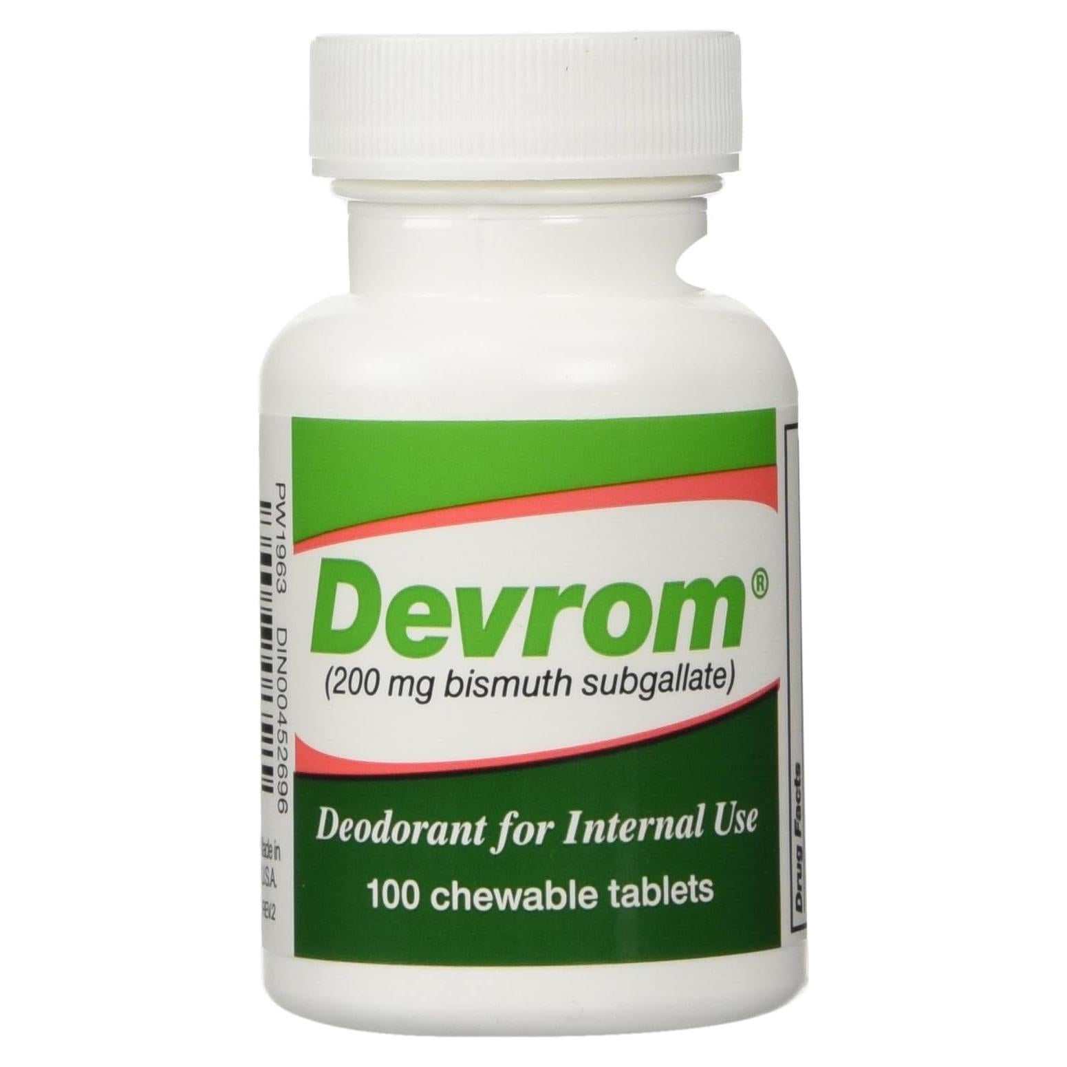 Tabletas Desodorante Interno Devrom 200mg 100 Unidades
