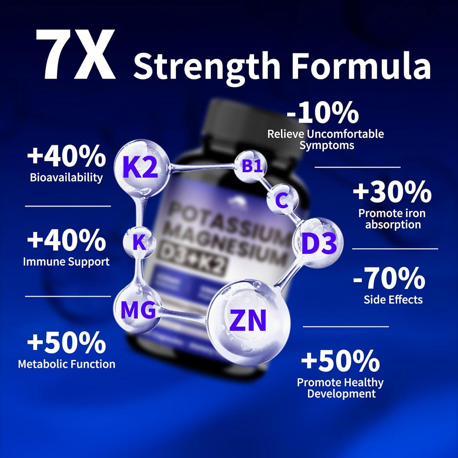 Suplemento Vegano Potasio Magnesio Zinc D3 K2 VPKIN 120 Cápsulas