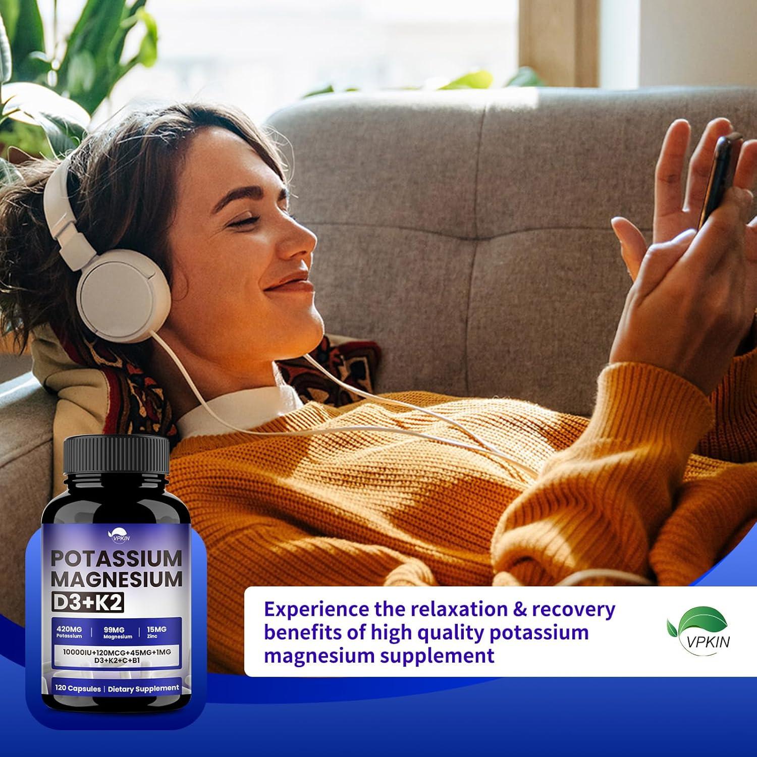 Suplemento Vegano Potasio Magnesio Zinc D3 K2 VPKIN 120 Cápsulas