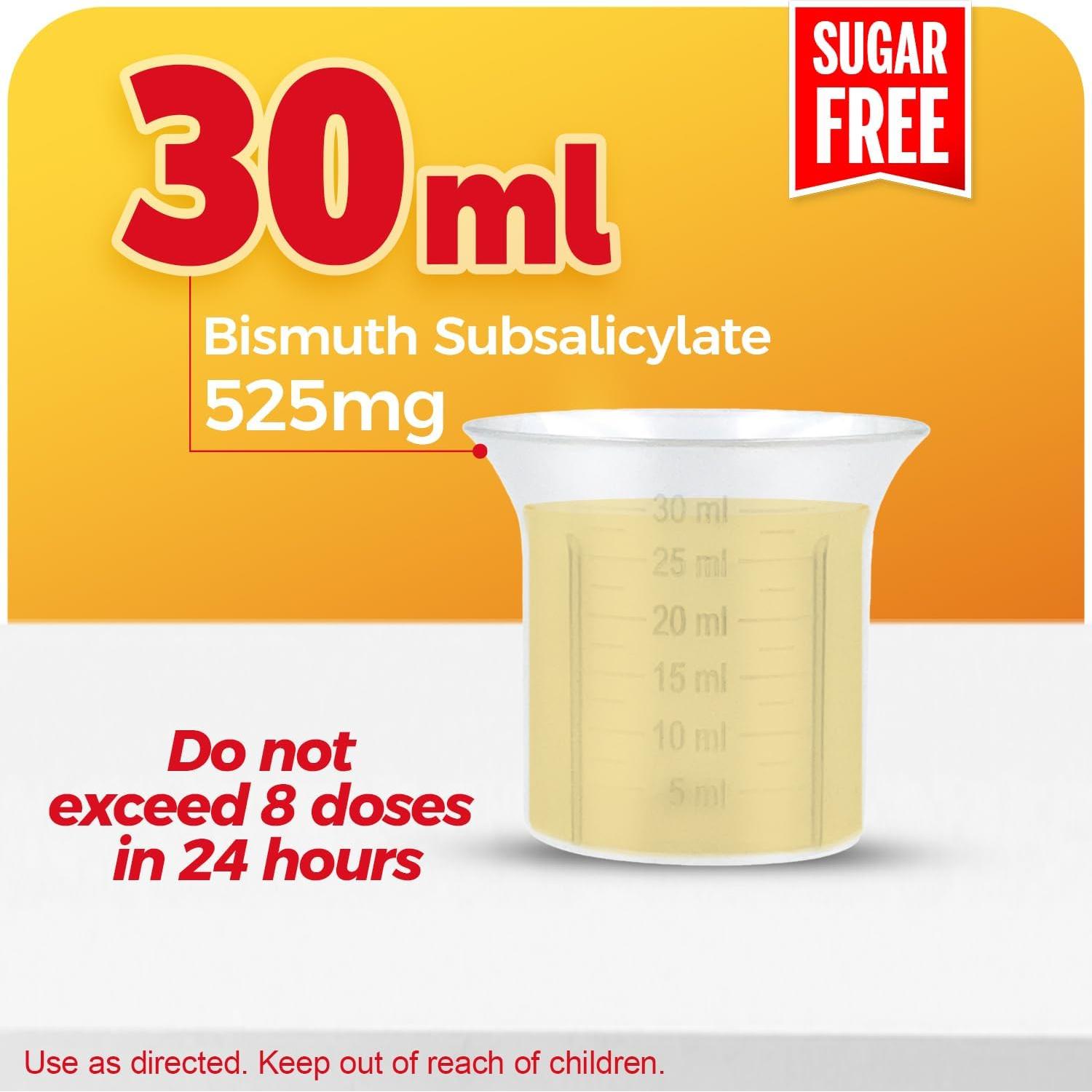 Bismuto Subsalicilato Líquido Sin Azúcar 236.6 ml - Alivio Estomacal