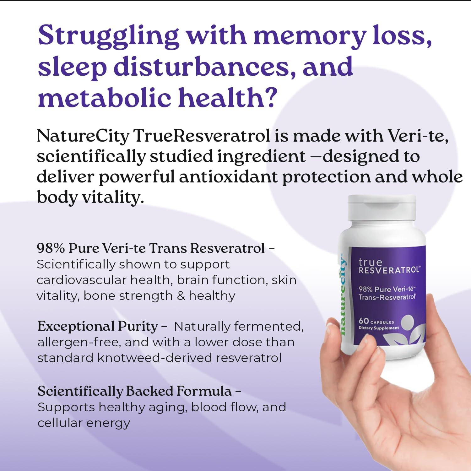 Suplemento de Resveratrol NatureCity 75mg 60 Cápsulas