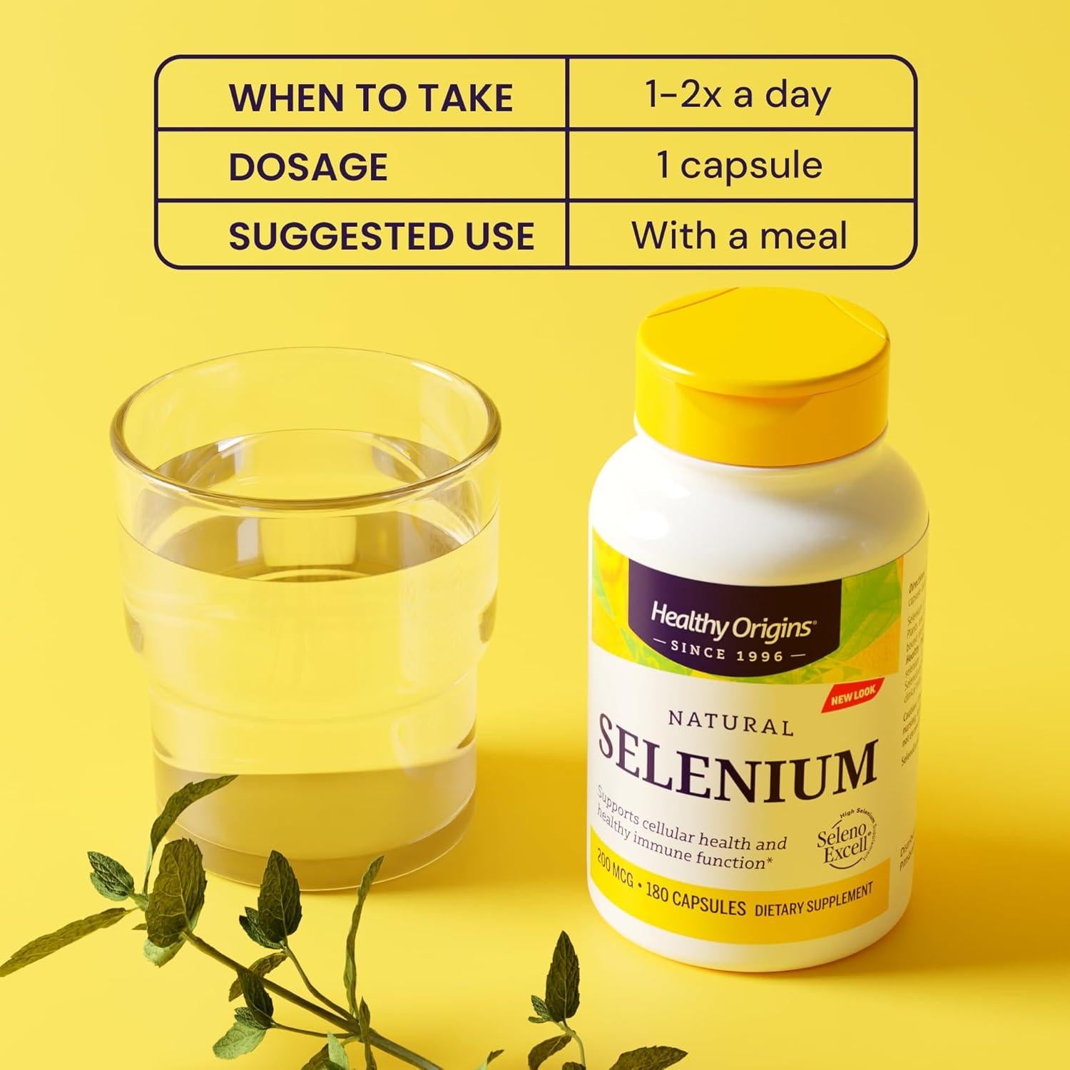 Selenio 200 mcg Healthy Origins - 180 Cápsulas, Soporte Inmunológico