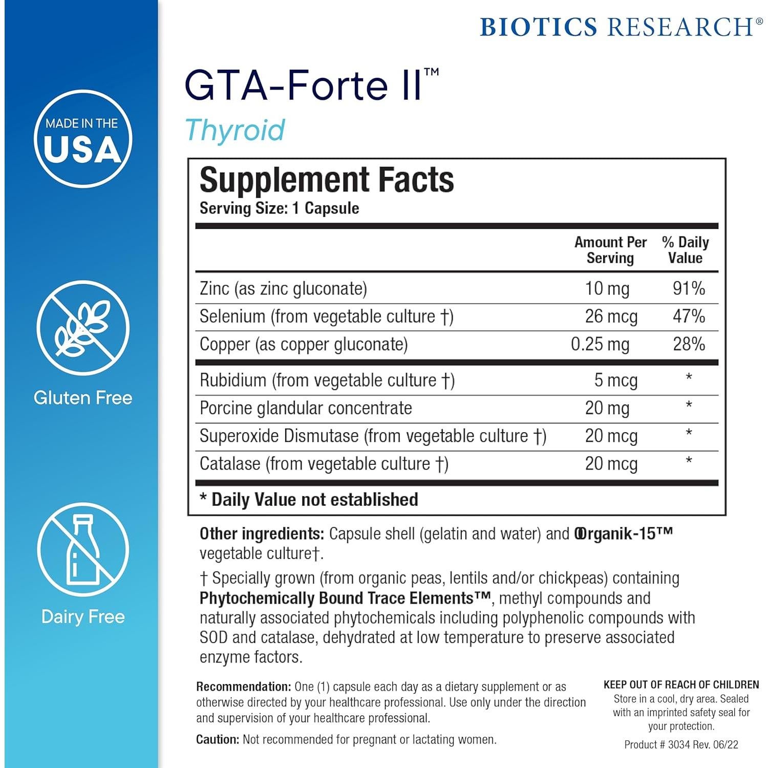 Suplemento de Selenio Biotics Research GTA Forte II 90 Cápsulas