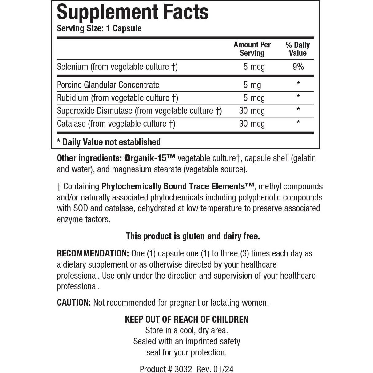 Suplemento de Selenio Biotics Research GTA 90 Cápsulas