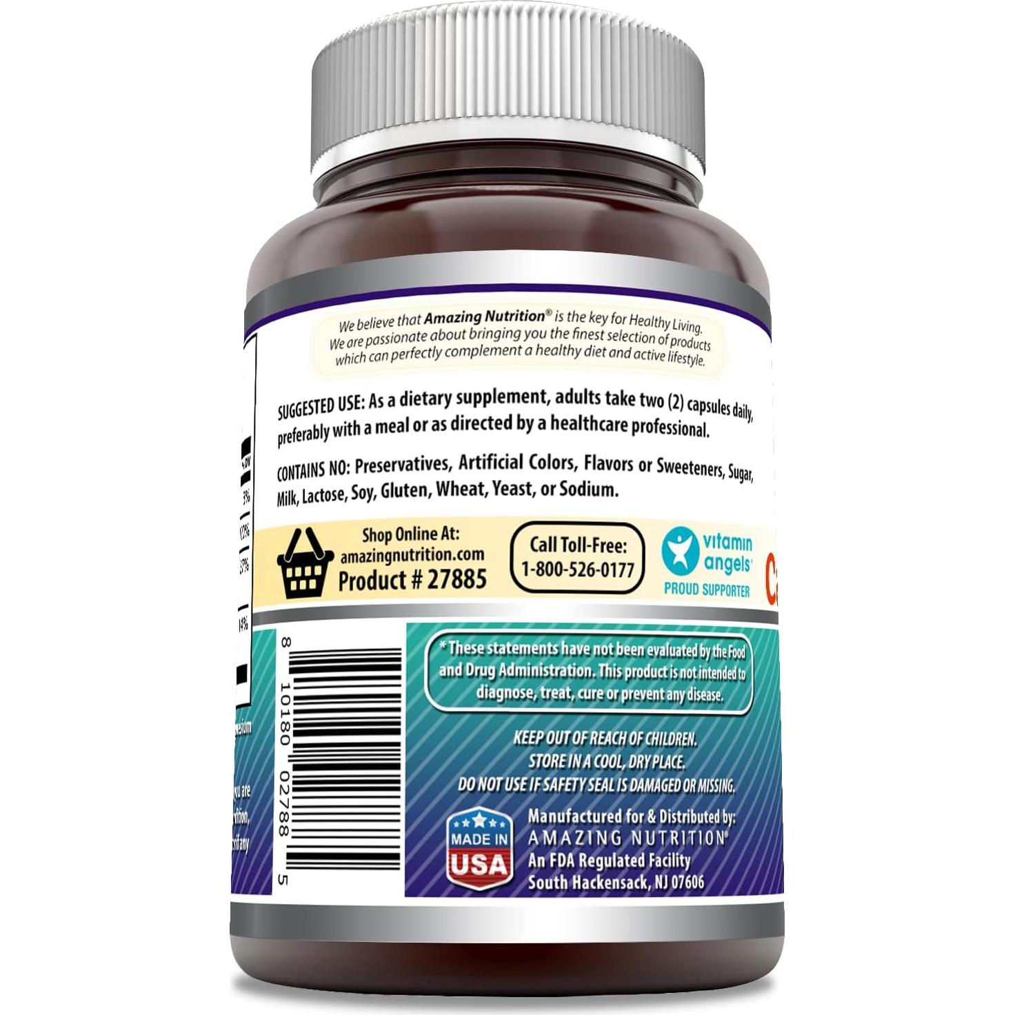 Suplemento de Calcio de Coral Nutrición Asombrosa 1000 Mg 200 Cápsulas