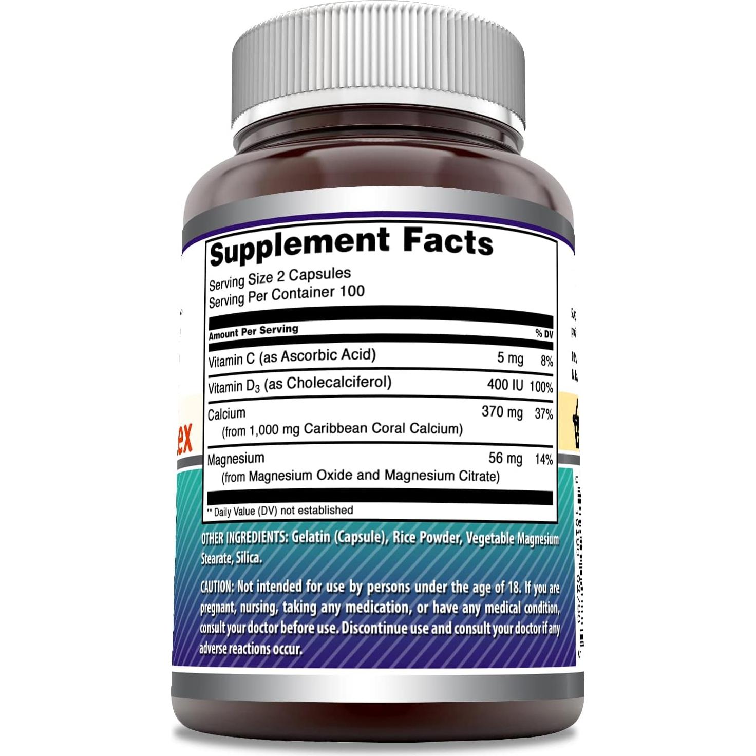 Suplemento de Calcio de Coral Nutrición Asombrosa 1000 Mg 200 Cápsulas