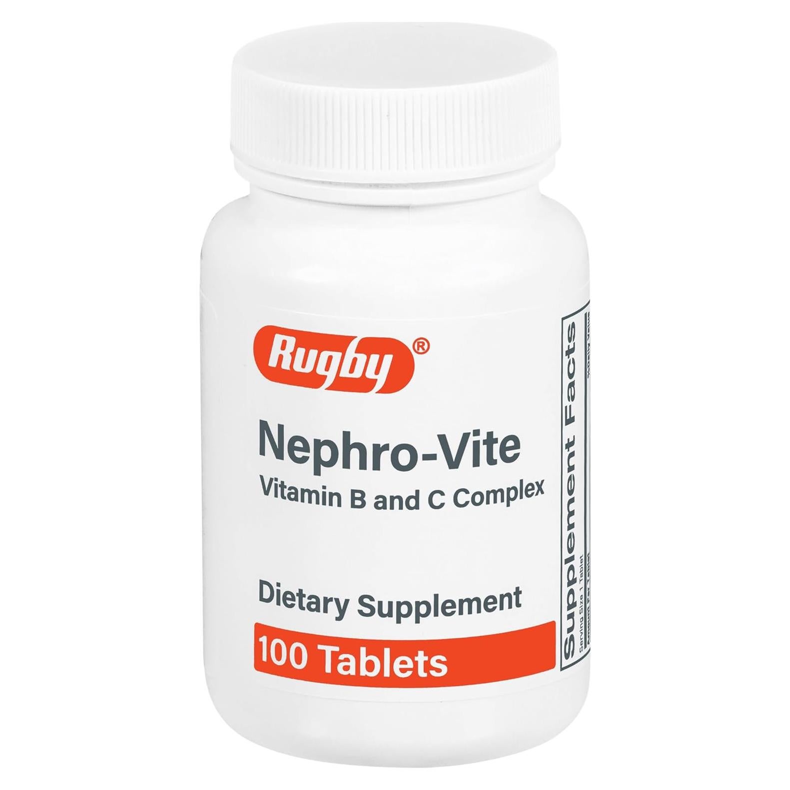 Tabletas Nephro-Vite Rugby - Complejo Vitaminas B y C - 100 Unidades
