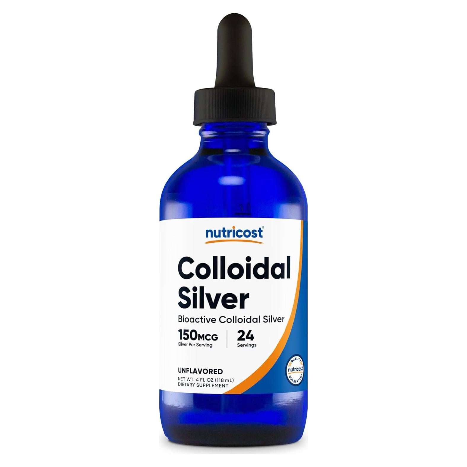 Plata Coloidal Bioactiva Nutricost 118 ml - Vidrio Azul Cobalto