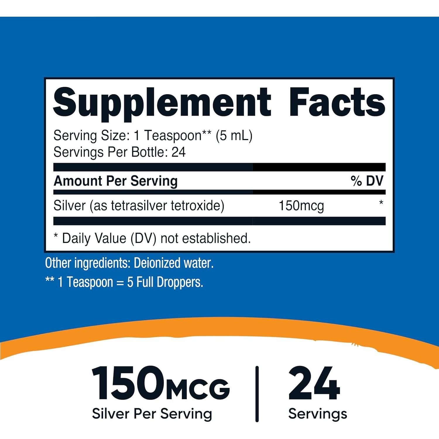 Plata Coloidal Bioactiva Nutricost 118 ml - Vidrio Azul Cobalto
