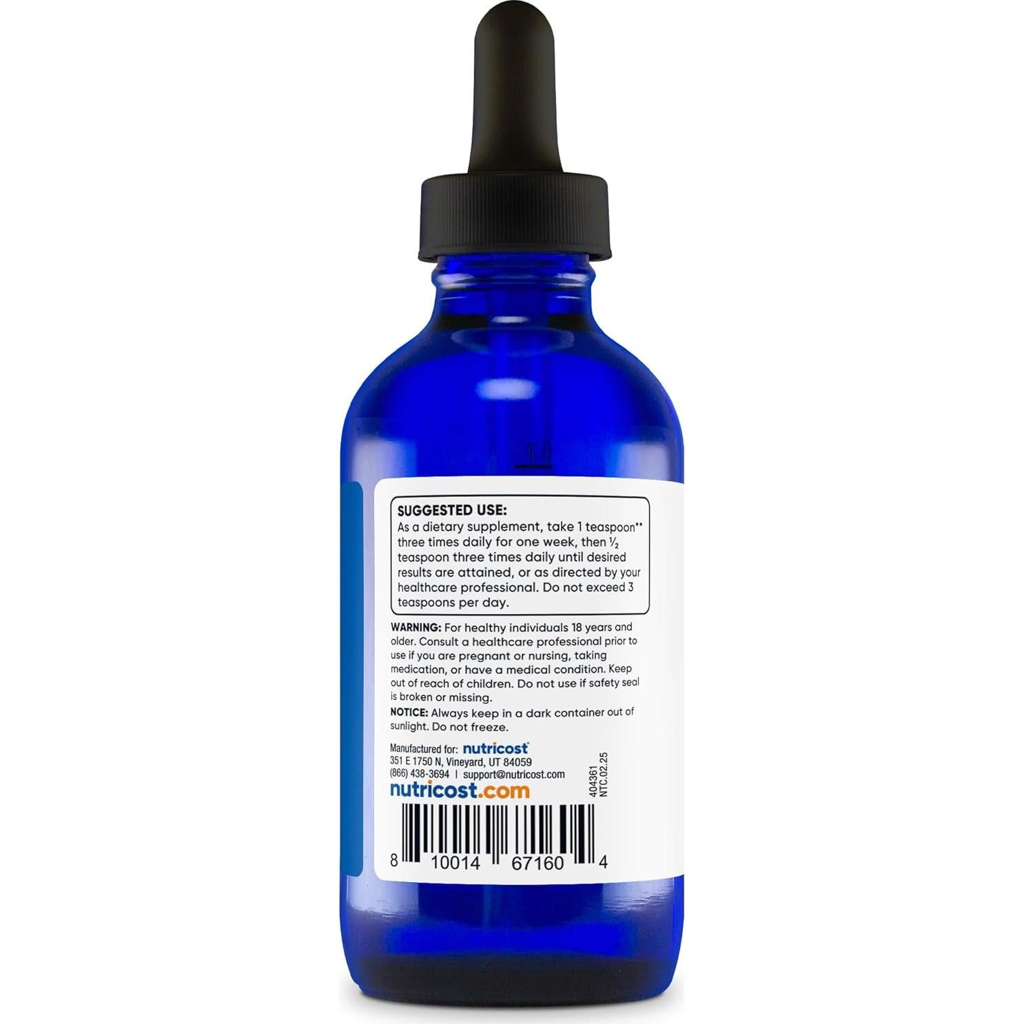 Plata Coloidal Bioactiva Nutricost 118 ml - Vidrio Azul Cobalto
