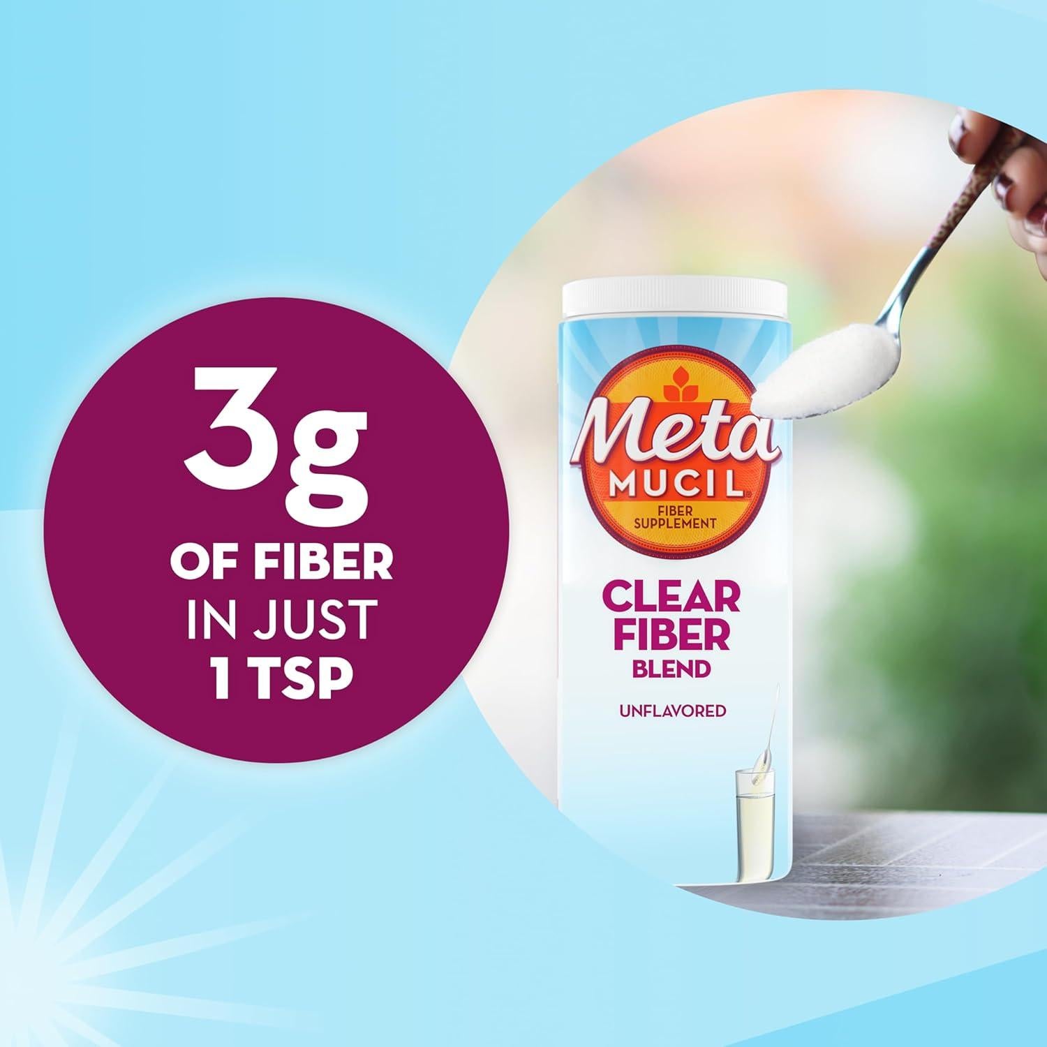 Suplemento de fibra Metamucil 408g - Mezcla clara sin sabor