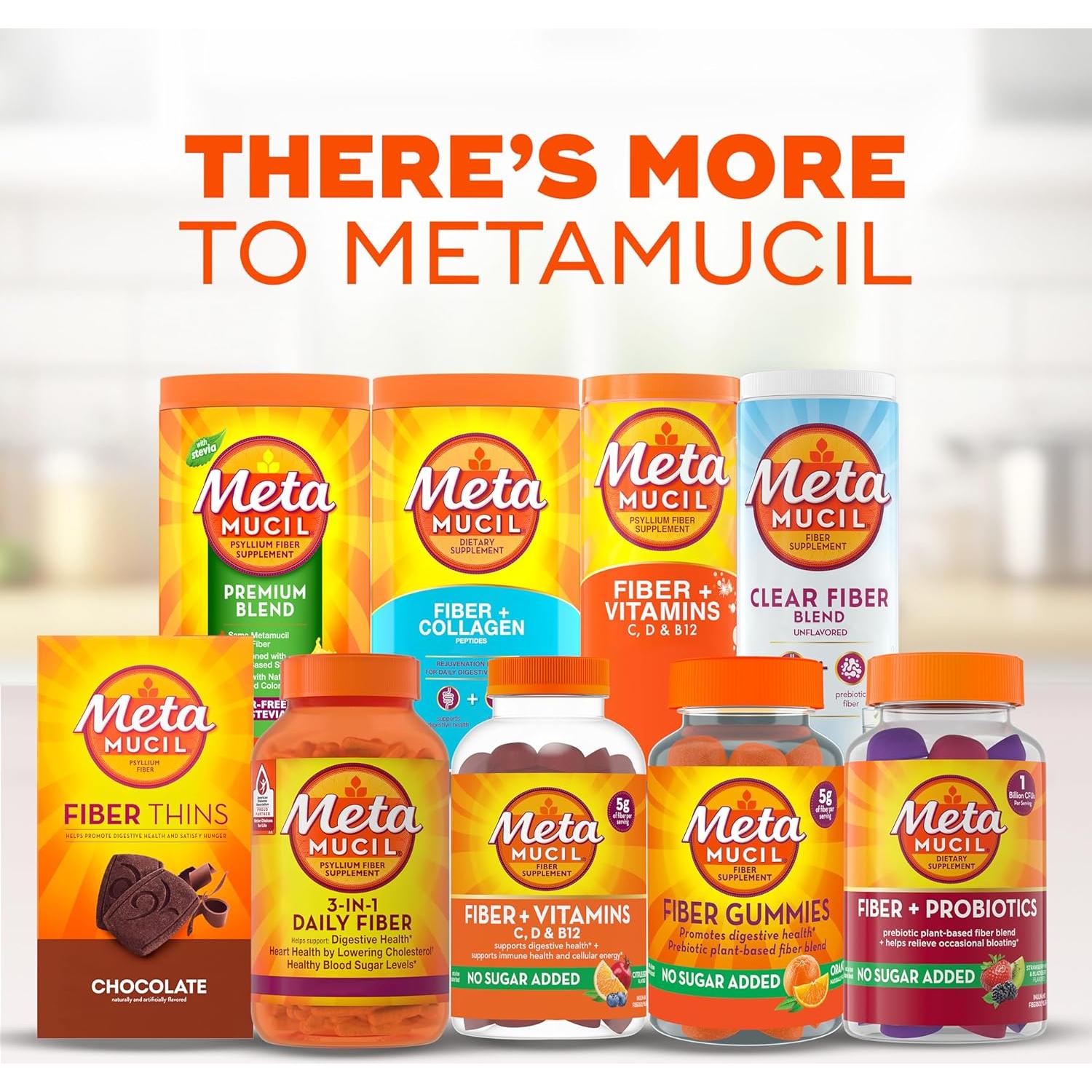 Suplemento de fibra Metamucil 408g - Mezcla clara sin sabor