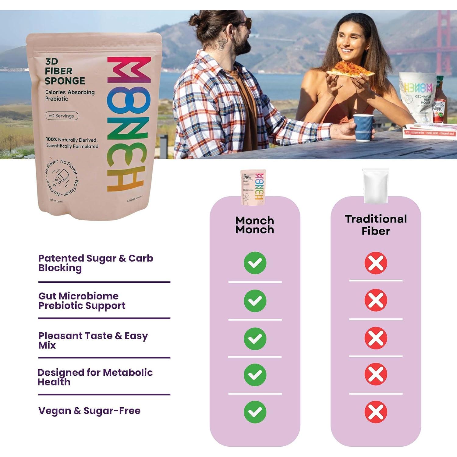 Monch Monch Suplemento de Fibra Vegano - 60 Sobres Originales