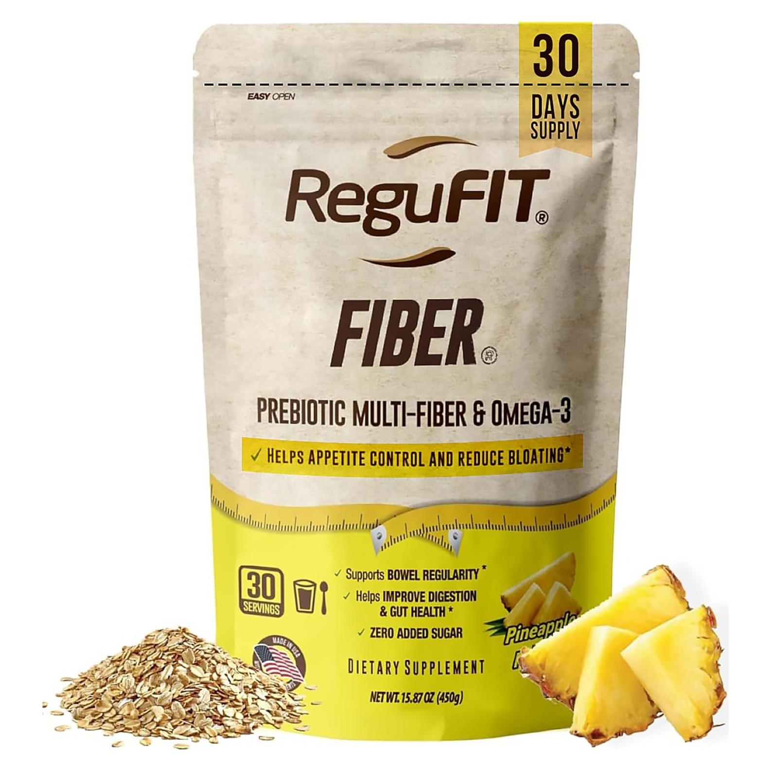 Polvo de fibra Regufit con Omega-3 ALA sabor piña 30 porciones