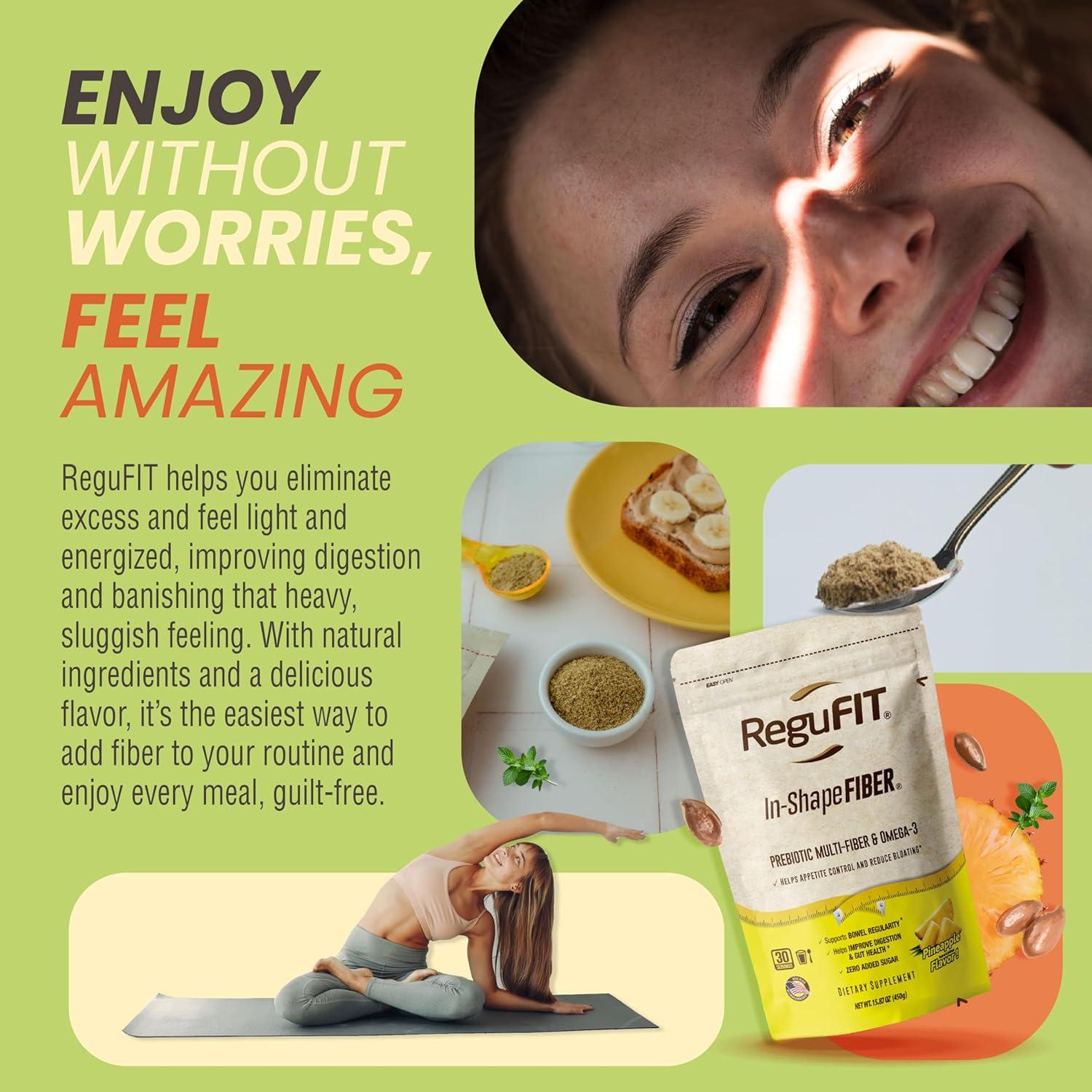 Polvo de fibra Regufit con Omega-3 ALA sabor piña 30 porciones