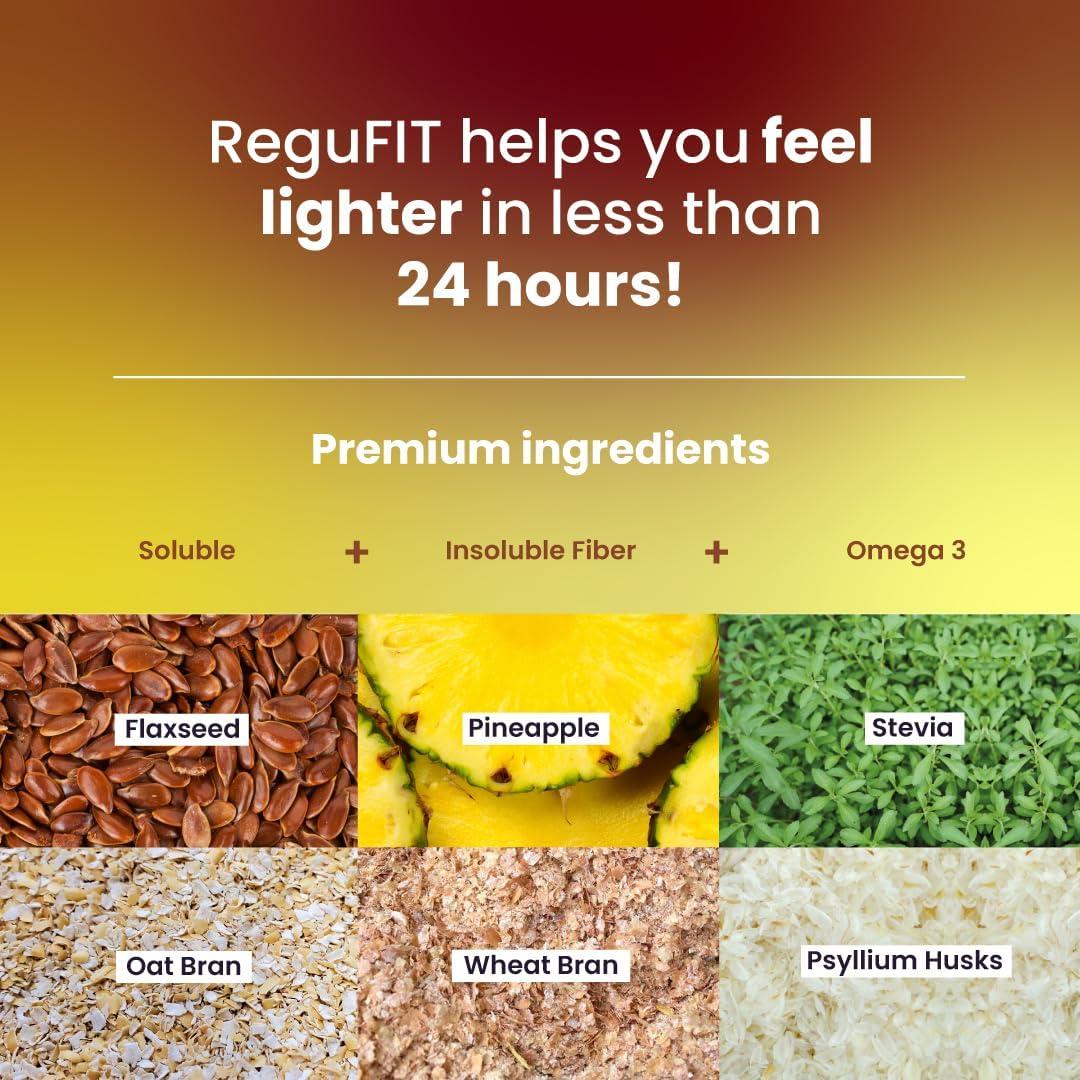 Polvo de fibra Regufit con Omega-3 ALA sabor piña 30 porciones