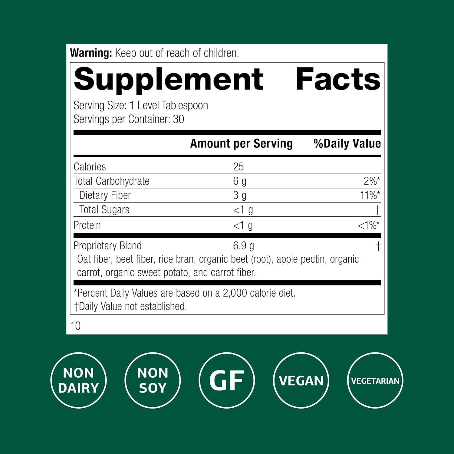 Suplemento de Fibra Integral Proceso Estándar 210 g - Vegano y Sin Gluten