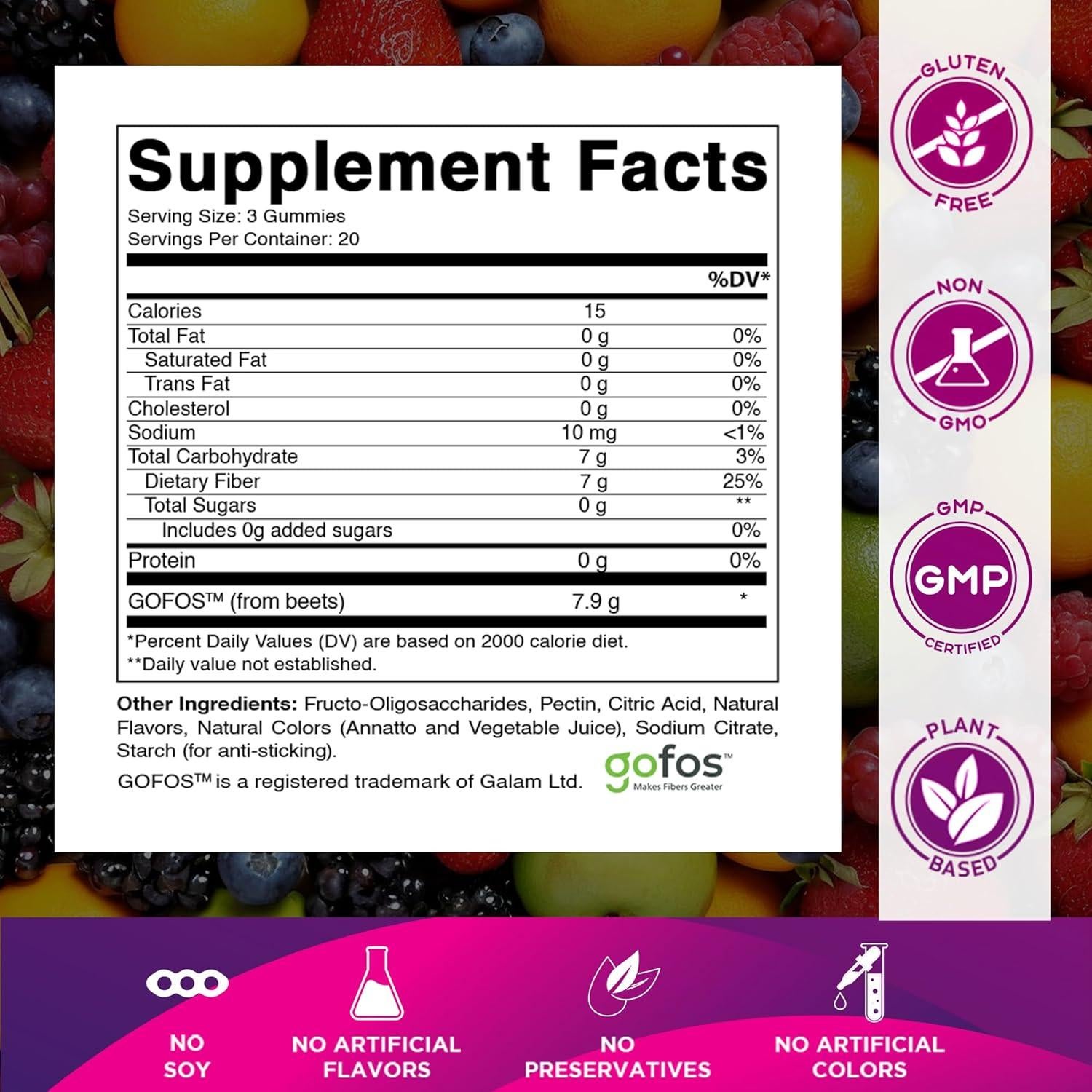 Gomitas de Fibra Prebiótica Vitamatic 120 Unidades - Sin Azúcar
