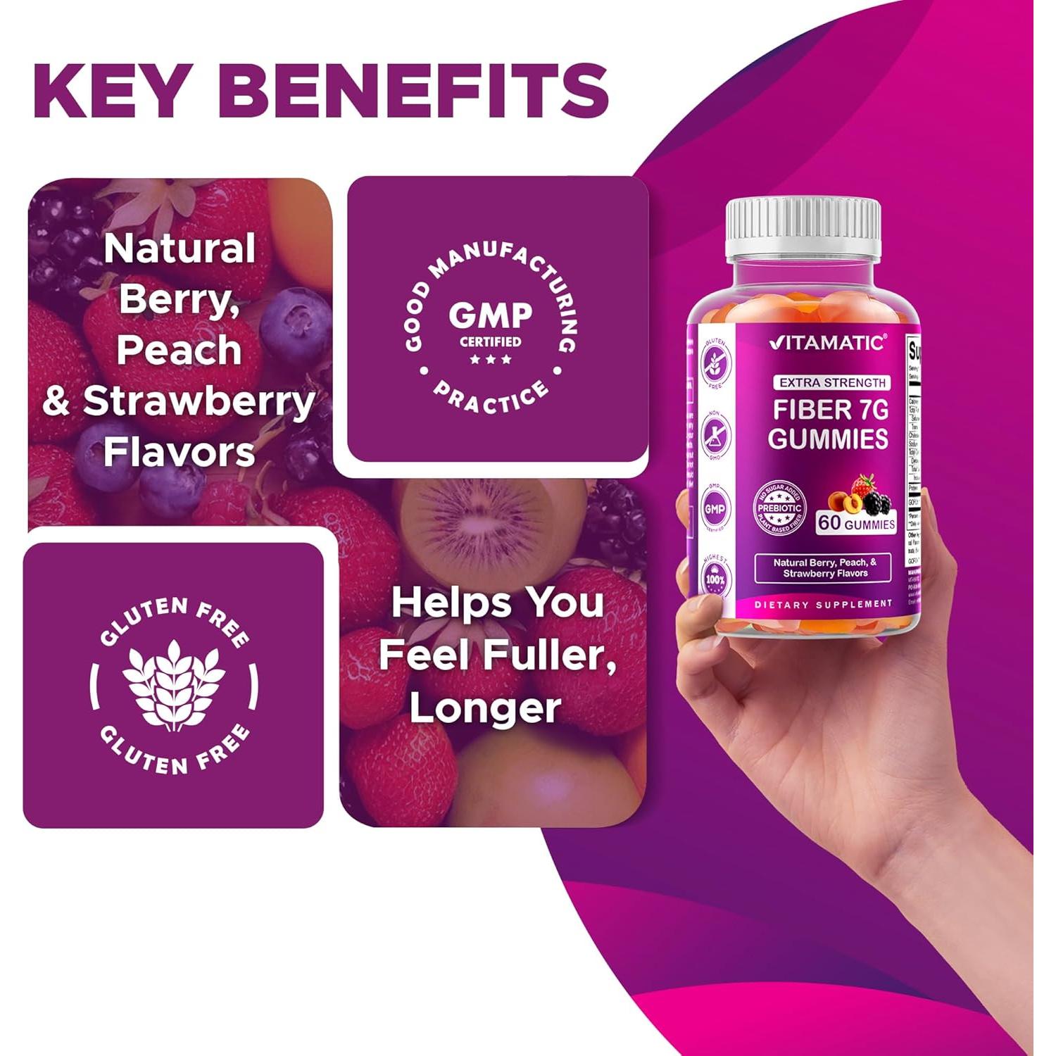 Gomitas de Fibra Prebiótica Vitamatic 120 Unidades - Sin Azúcar