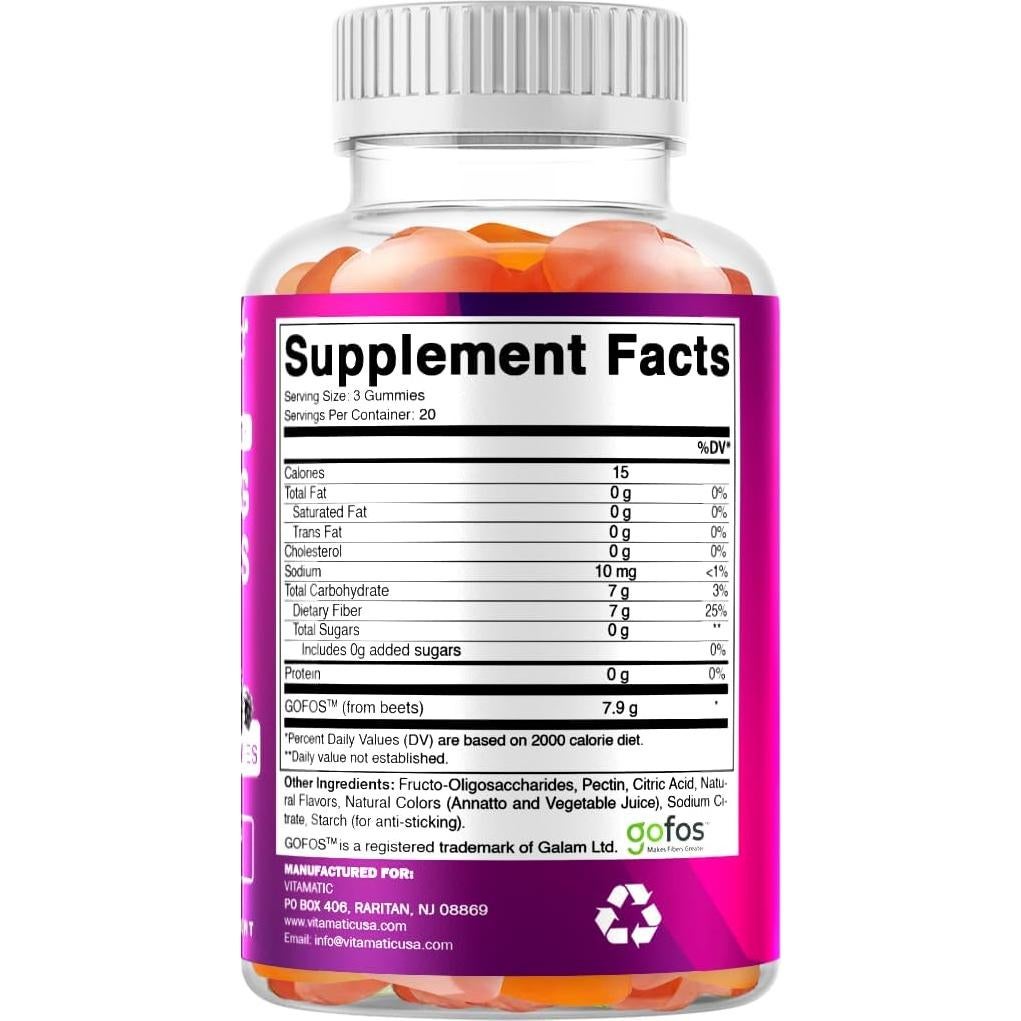 Gomitas de Fibra Prebiótica Vitamatic 120 Unidades - Sin Azúcar