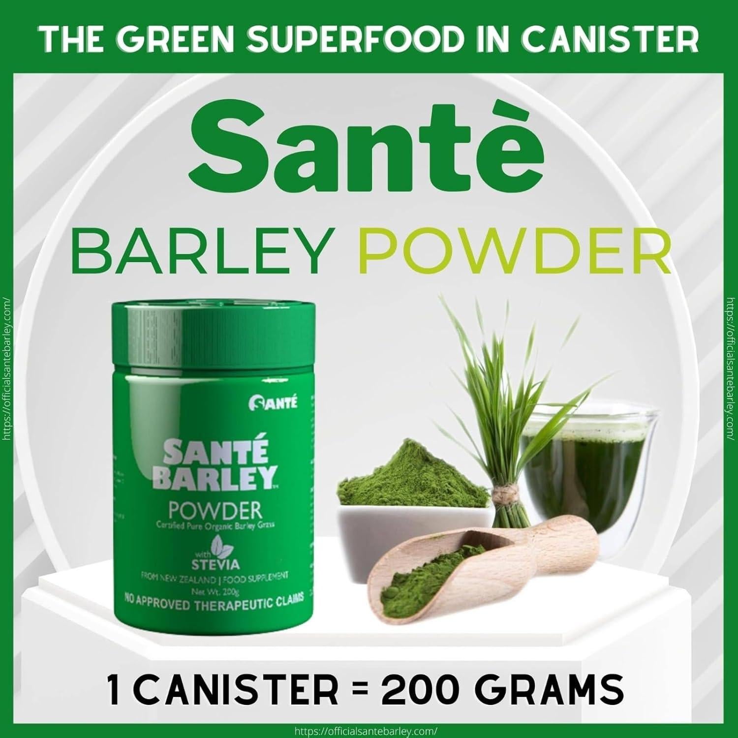 Sante Barley Polvo Puro 200g - Suplemento Herbal Orgánico Sin Gluten