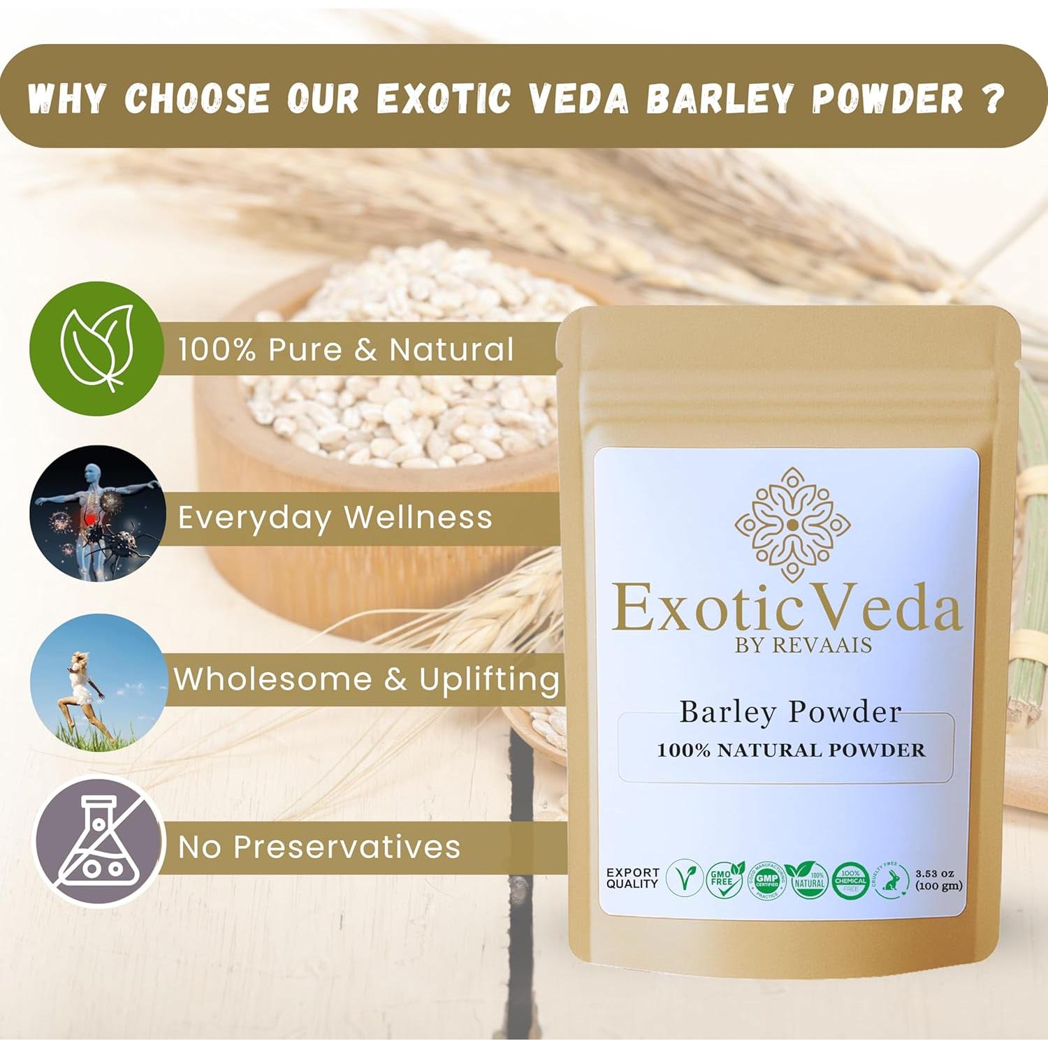 Polvo de Césped de Cebada Exotic Veda 100g - Superalimento Vegano