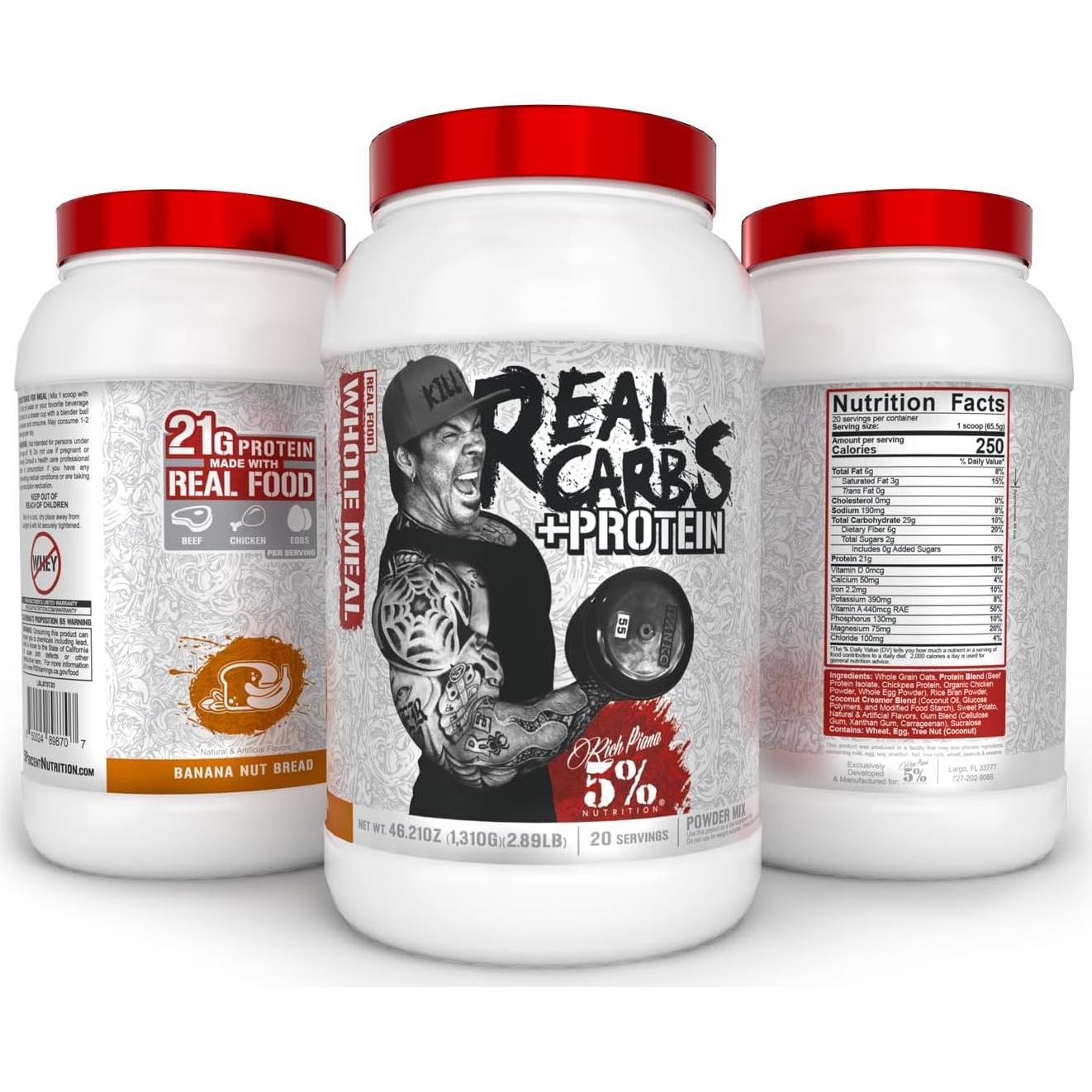 5% Nutrition Carbohidratos Reales + Proteína 1.30 kg Sabor Plátano y Nueces