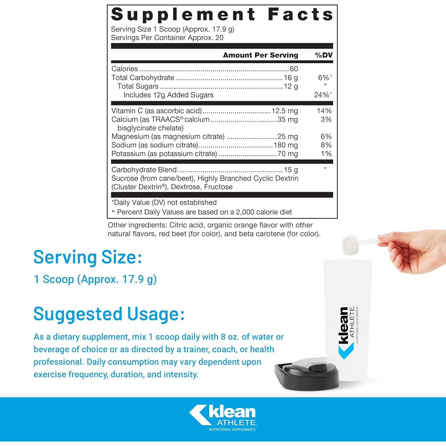 Klean Athlete Klean Hydration Electrolitos 357g Sabor Naranja