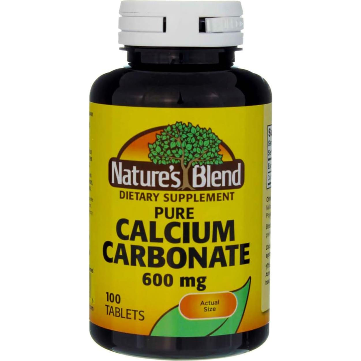 Tabletas de Carbonato de Calcio Nature's Blend 600mg 200 unidades