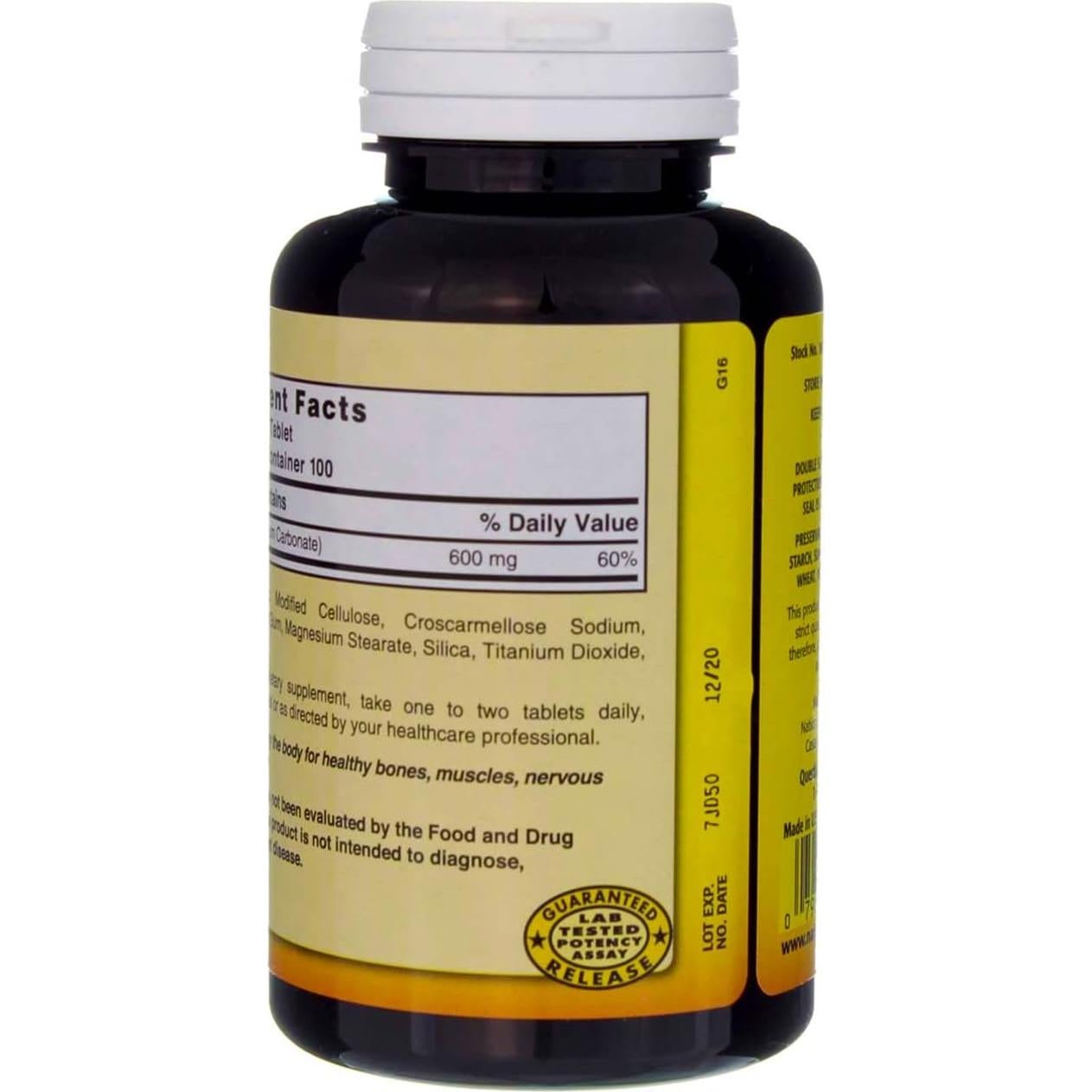 Tabletas de Carbonato de Calcio Nature's Blend 600mg 200 unidades