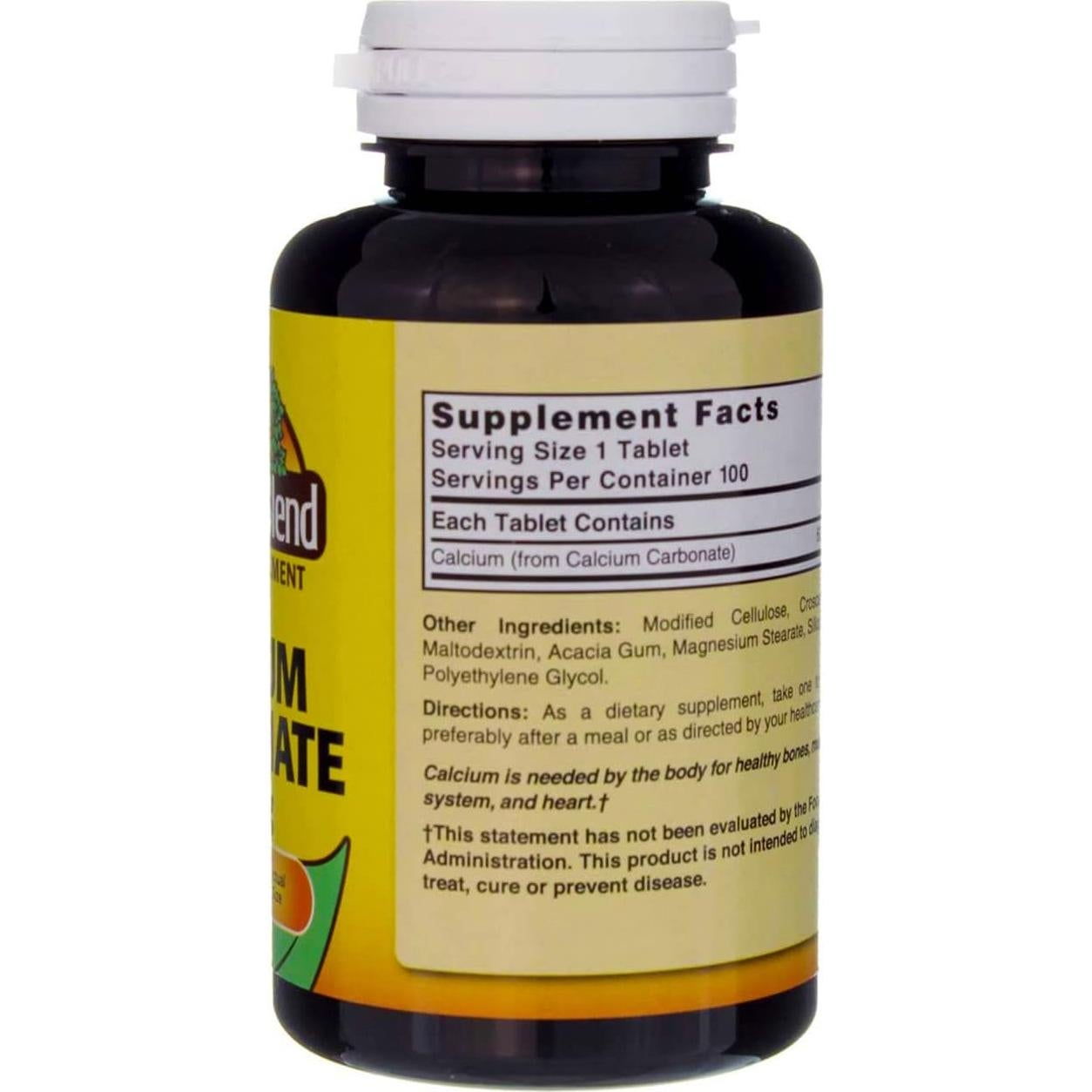 Tabletas de Carbonato de Calcio Nature's Blend 600mg 200 unidades