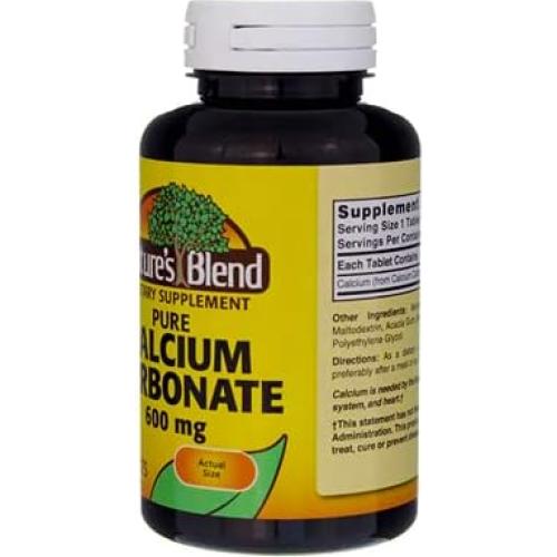 Tabletas de Carbonato de Calcio Nature's Blend 600mg 200 unidades