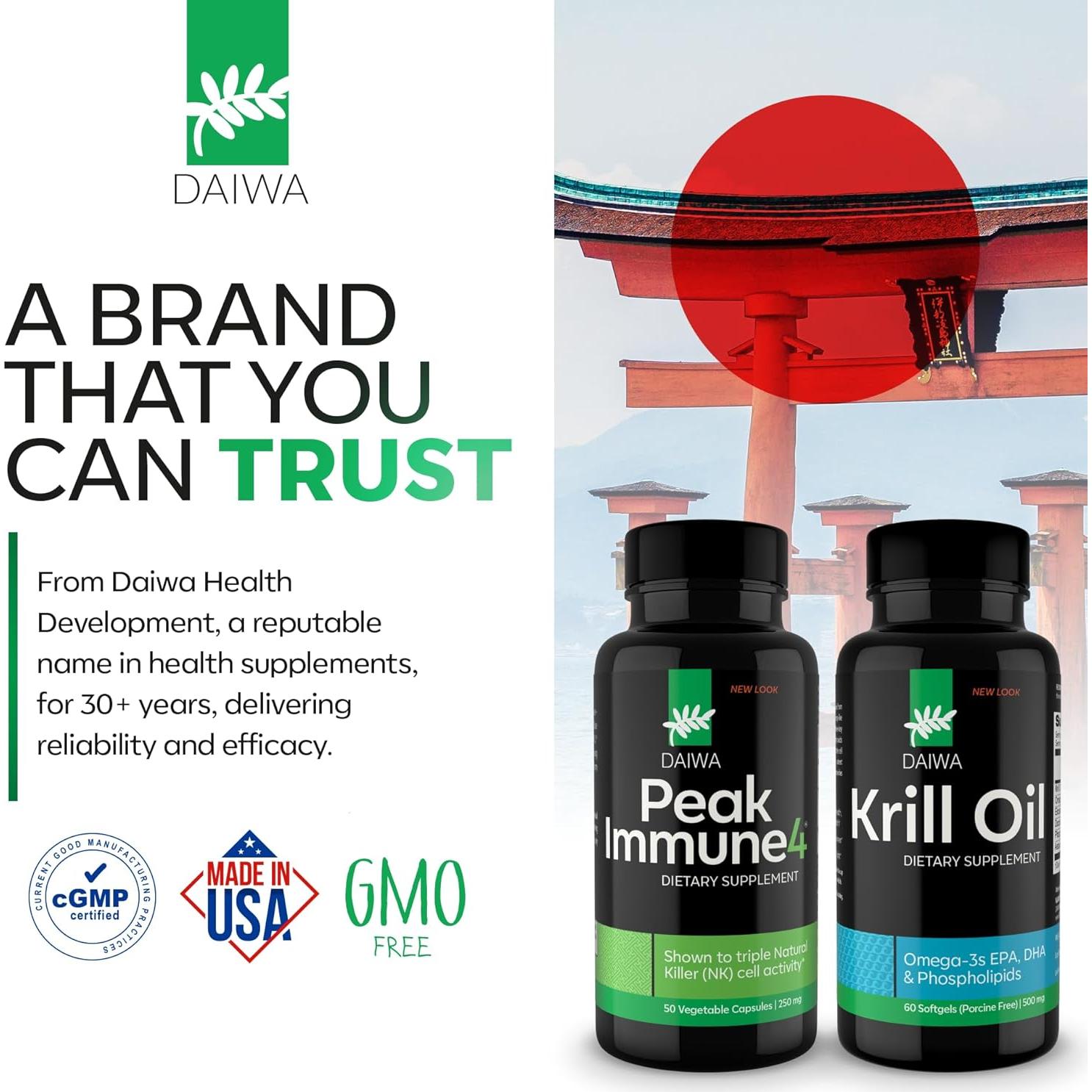 Daiwa PeakImmune4 + Aceite de Krill 110 Cápsulas - Suplemento Inmunológico