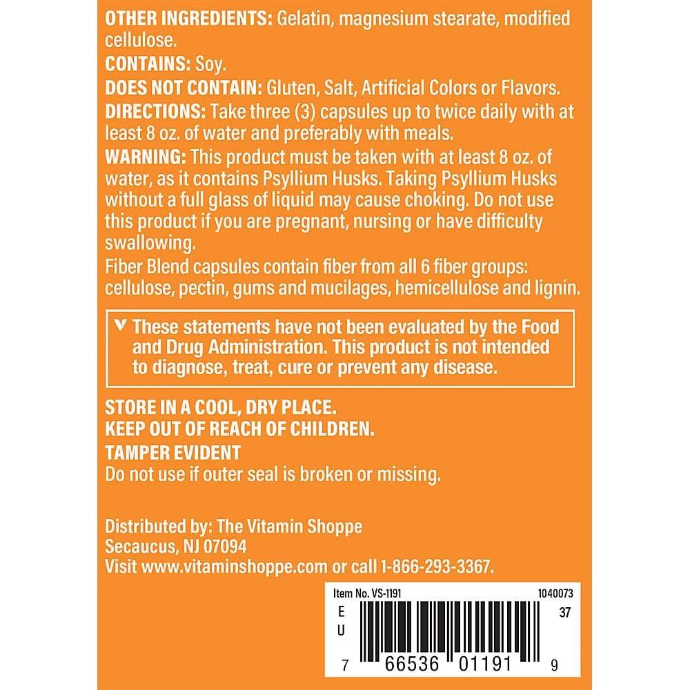 Mezcla de Fibra The Vitamin Shoppe 300 Cápsulas Salud Digestiva