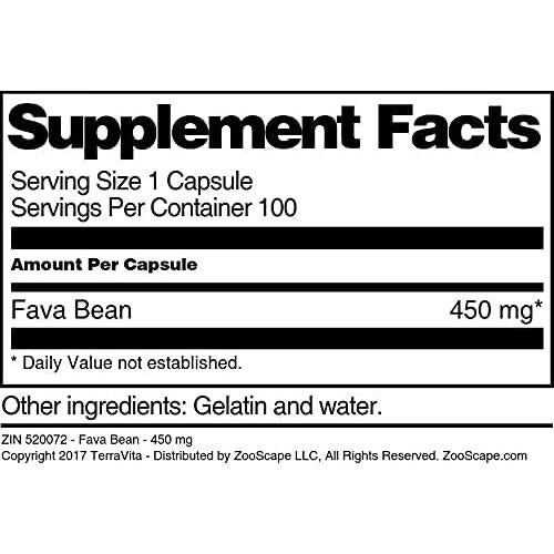 Frijol Fava 450 mg TerraVita - 100 Cápsulas Sin Rellenos