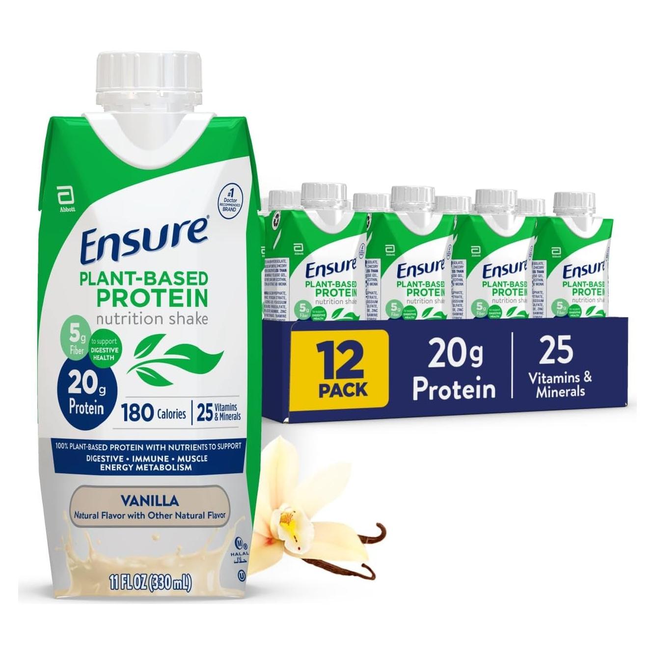 Batido de Proteína Vegana Ensure Vainilla 20g 12 Unidades