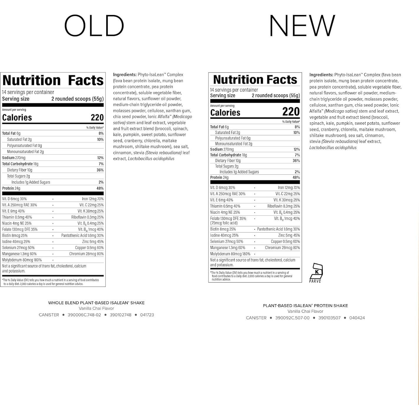 Batido de Proteína IsaLean Isagenix Chai de Vainilla 771 g