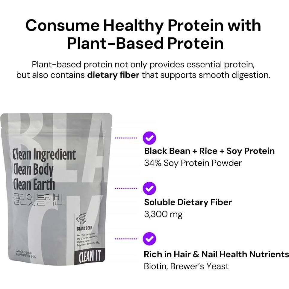 Cleanit Proteína Vegana Frijol Negro 520g Sin Azúcar