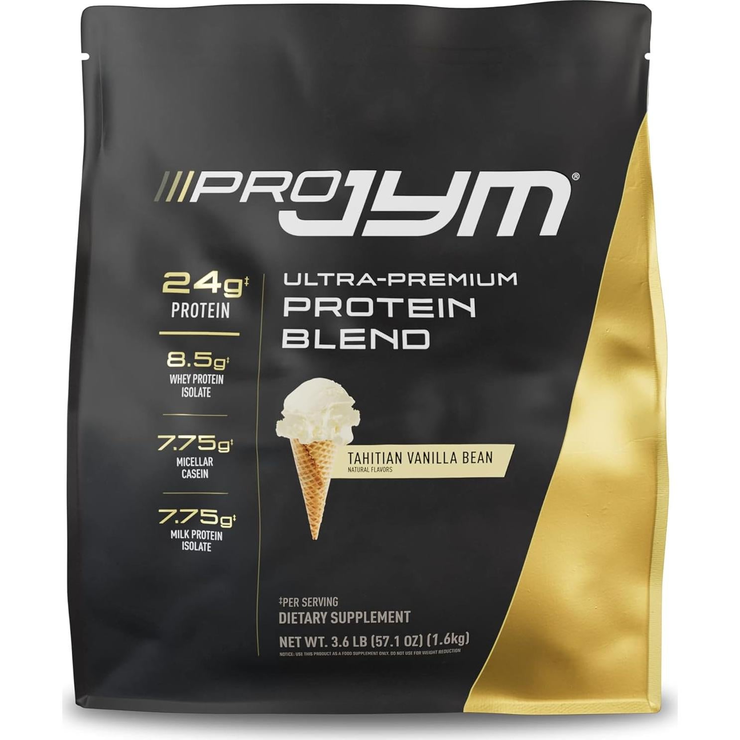 Proteína Pro JYM 45 Porciones Vainilla Tahití + Pre JYM 30 Porciones Cereza Negra