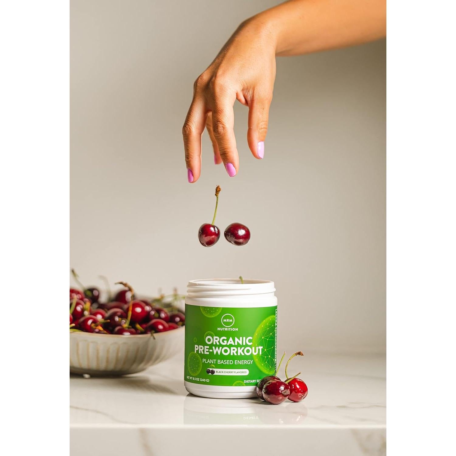 Polvo Pre-Entrenamiento Orgánico MRM Nutrition Cereza Negra 20 Porciones