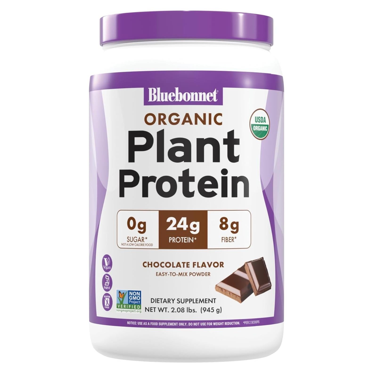 Polvo de Proteína Vegetal Orgánica BlueBonnet 24g Chocolate