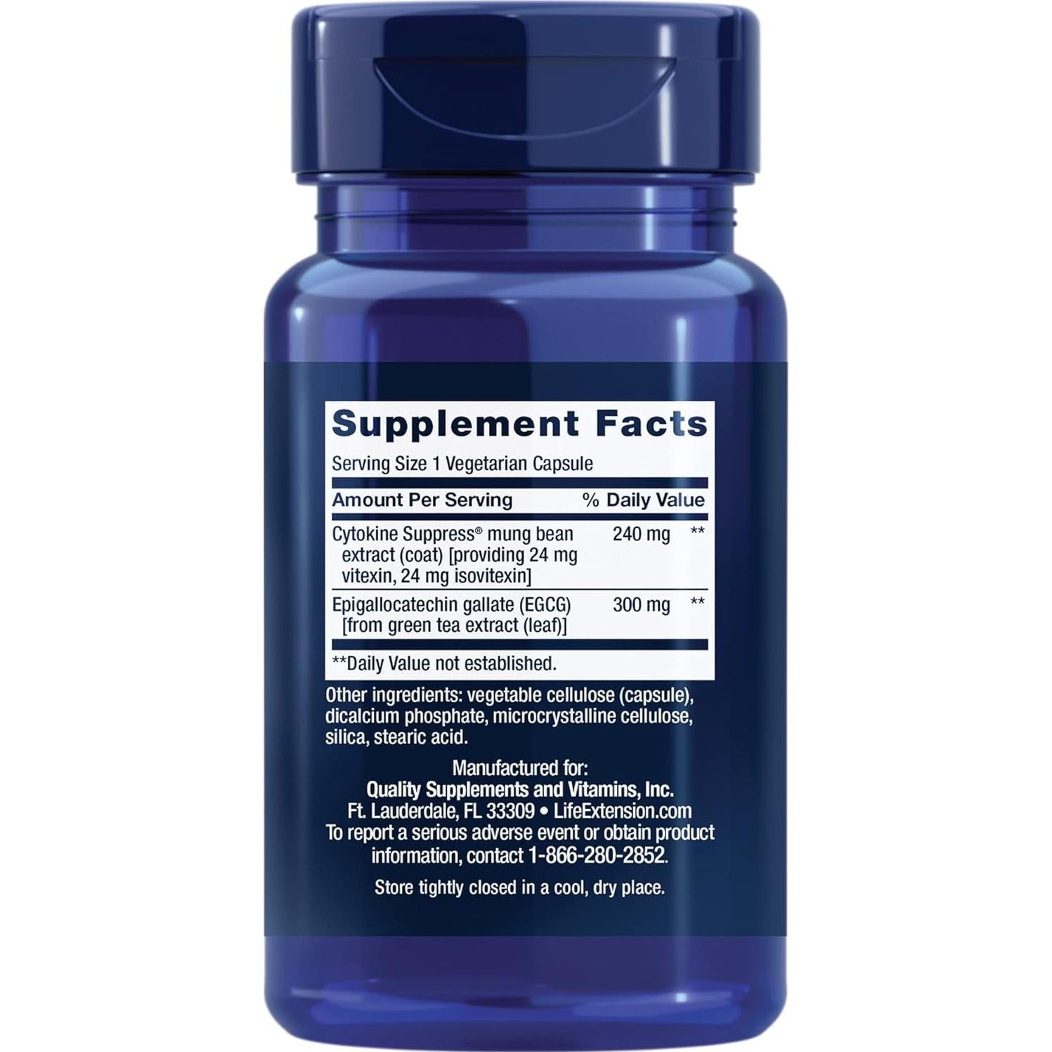 Suprimir Citoquinas Life Extension con EGCG - 30 Cápsulas