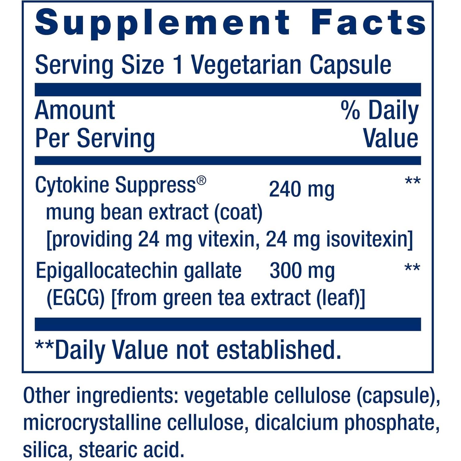 Suprimir Citoquinas Life Extension con EGCG - 30 Cápsulas