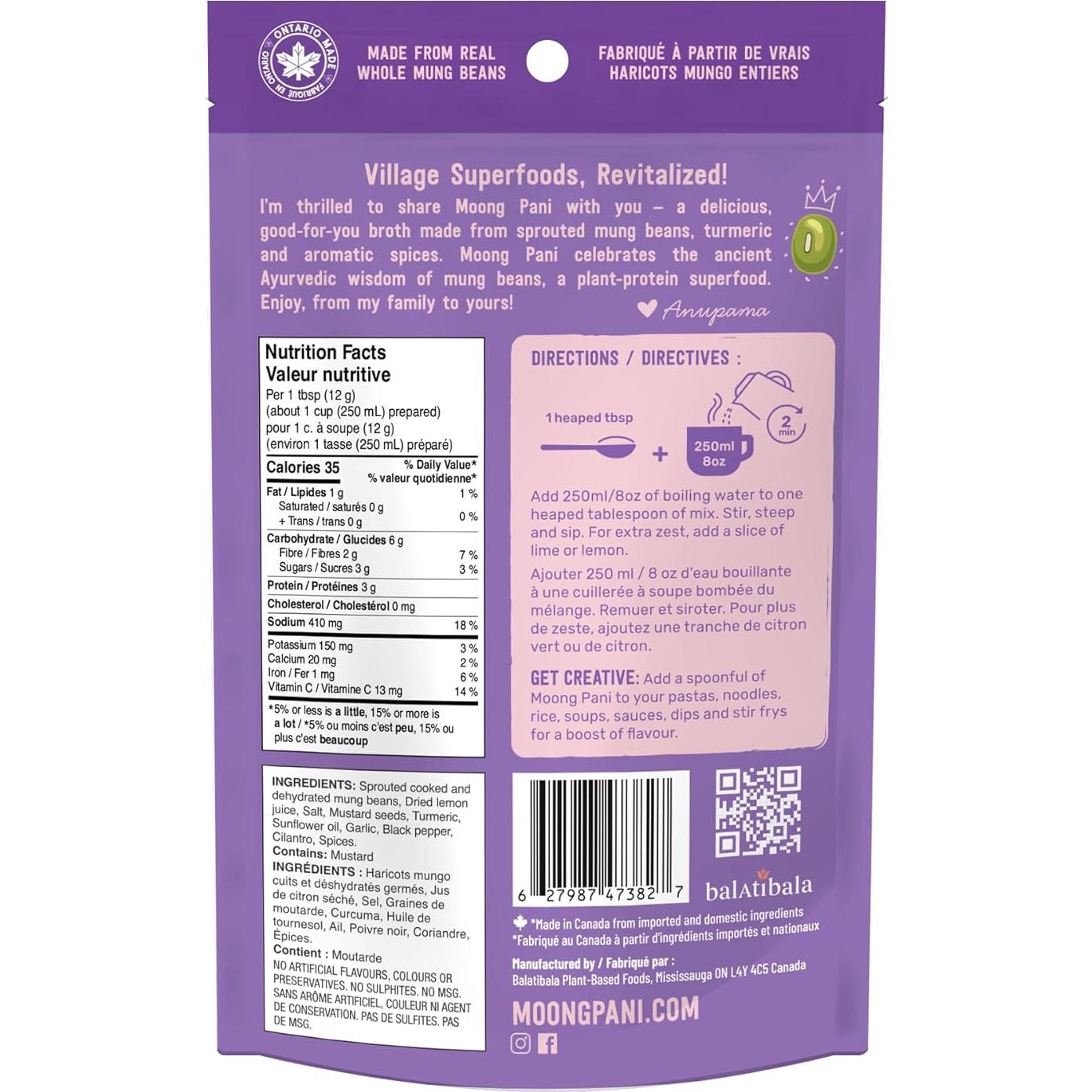 Polvo de Caldo Vegetal Moong Pani 108.5g Ajo Asado y Cúrcuma