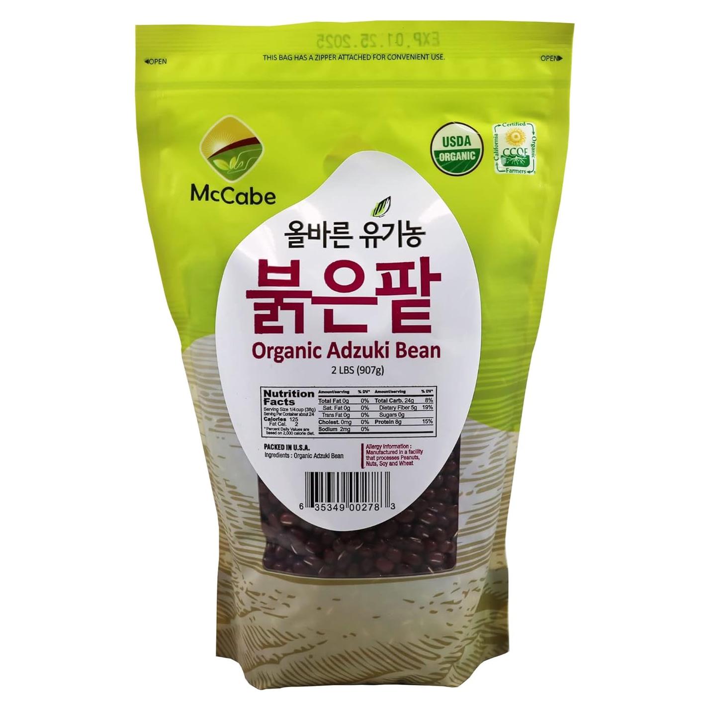 Frijol Adzuki Orgánico McCabe 907 g - Rico en Proteínas y Fibra