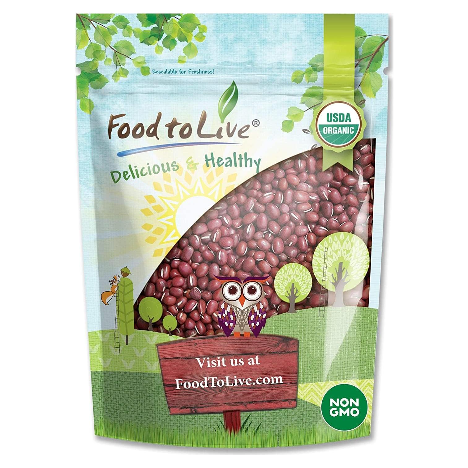 Frijoles Adzuki Orgánicos Food to Live 1.36 kg - Vegano, Kosher