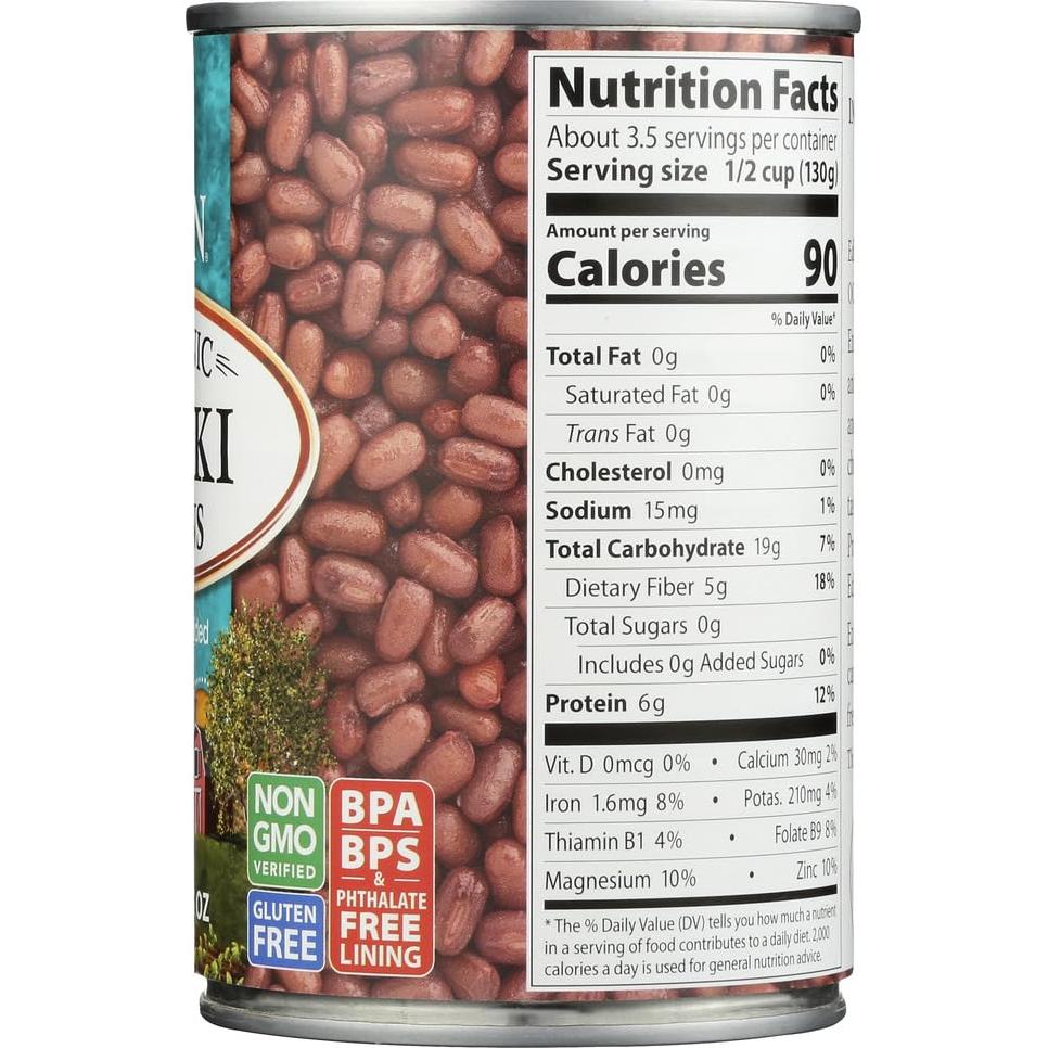 Frijoles Adzuki Orgánicos Eden 425 g - Paquete de 4