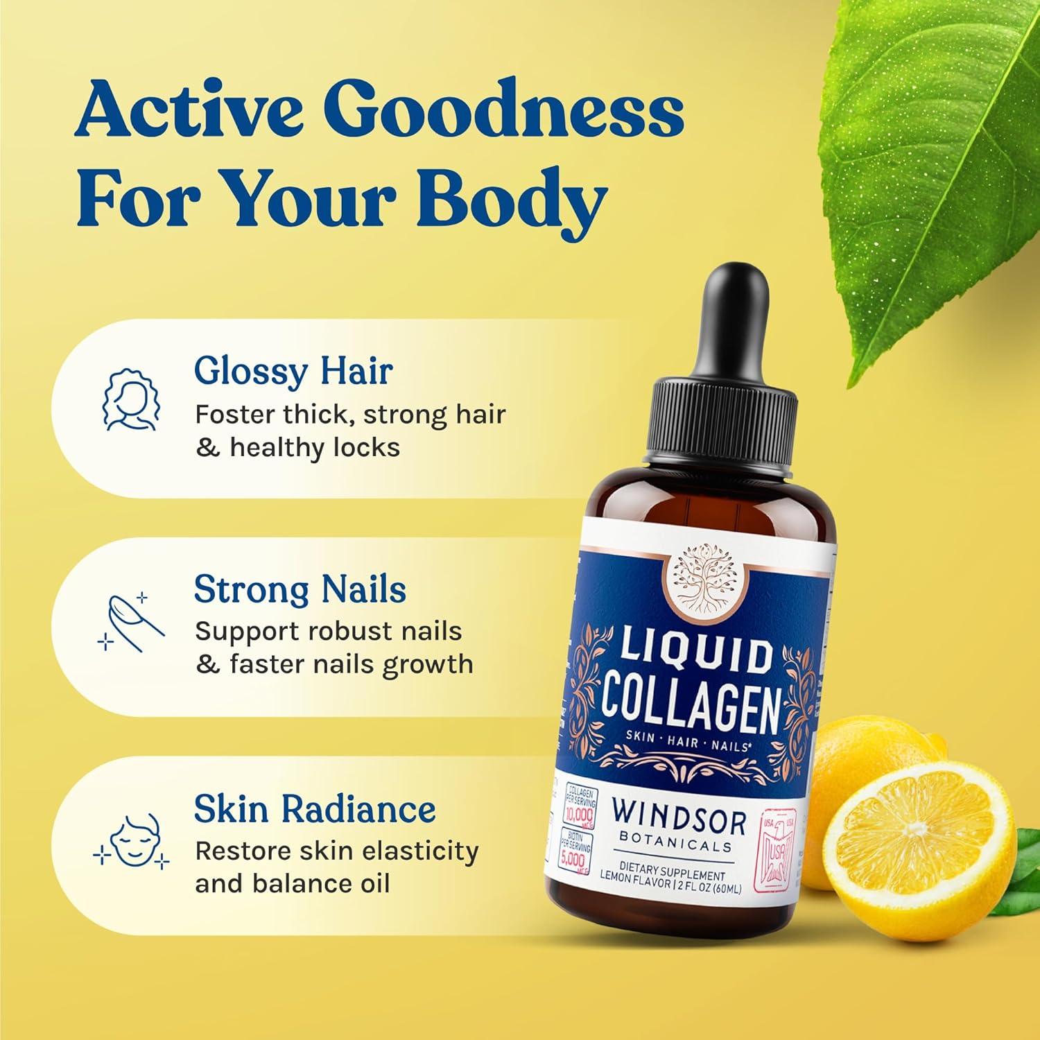 Suplemento Líquido de Colágeno Windsor Botanicals 59.15 ml