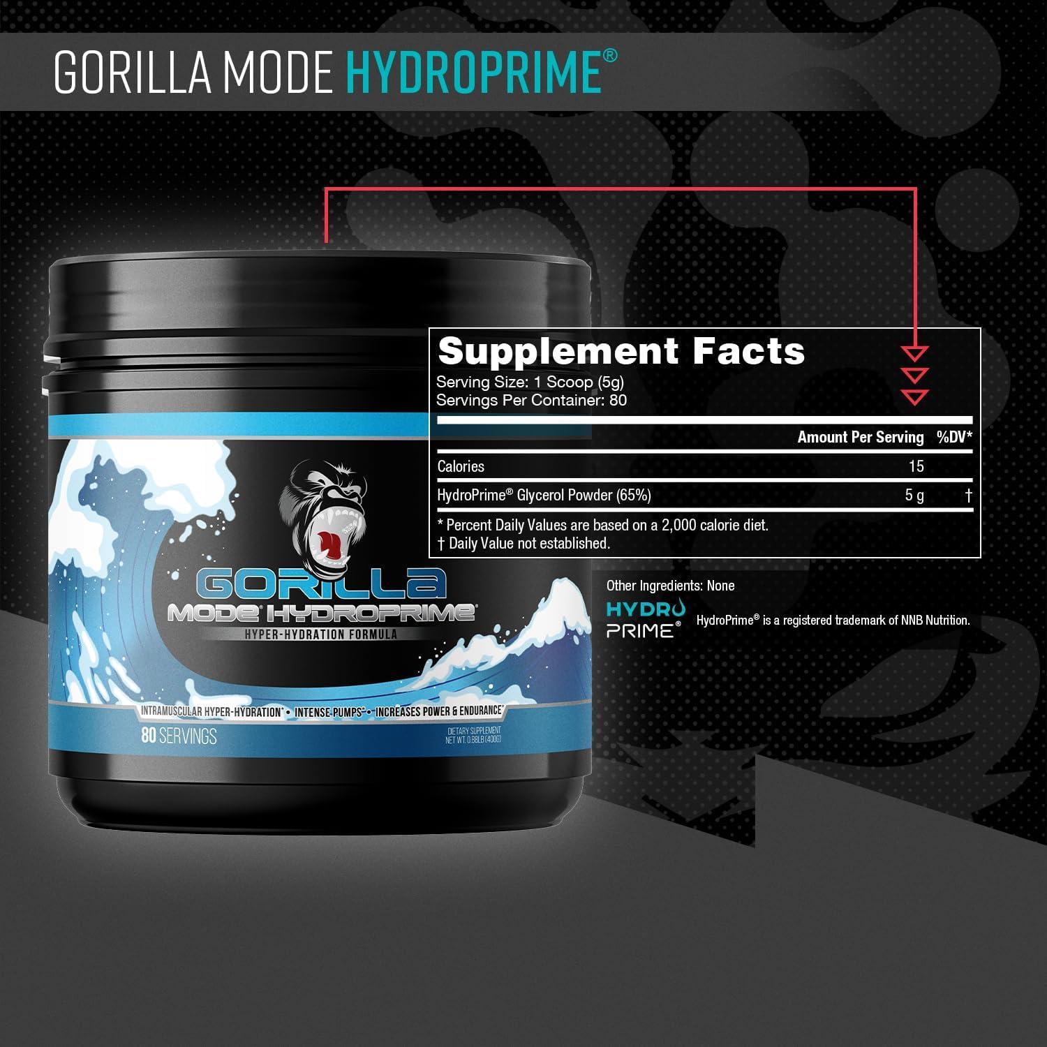 Glicerol Pre-Entrenamiento Gorilla Mind Hydroprime 400g - Hiper-Hidratación