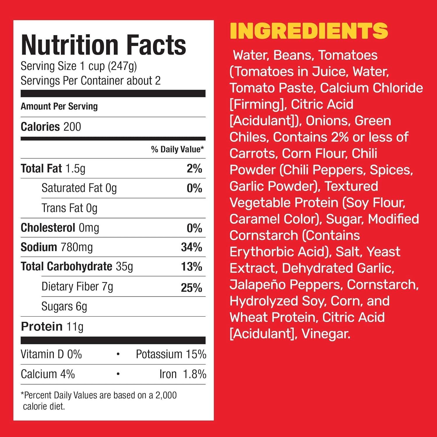 HORMEL Chili Vegetariano con Frijoles 12 Latas 425 g